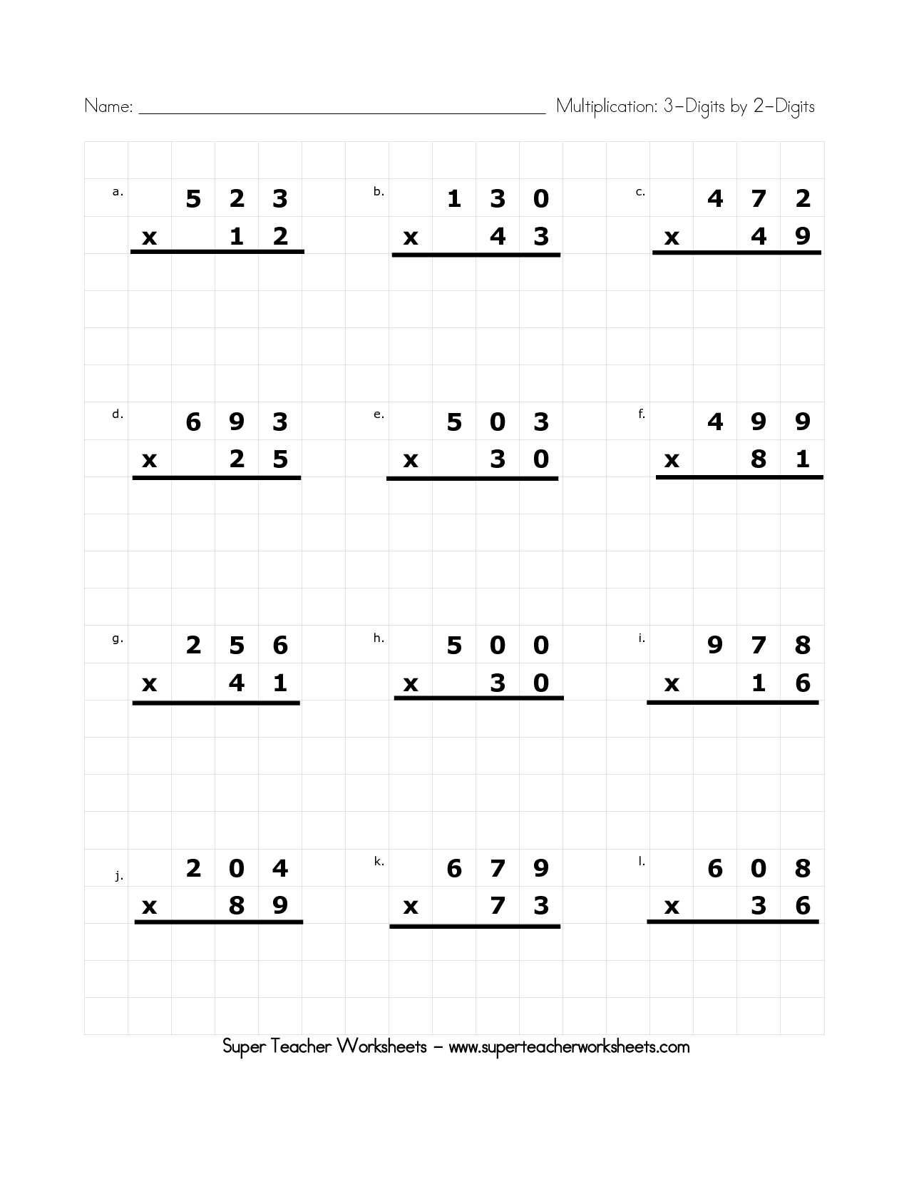 21 Multiplication Worksheets 3 Digits By 2 Digits