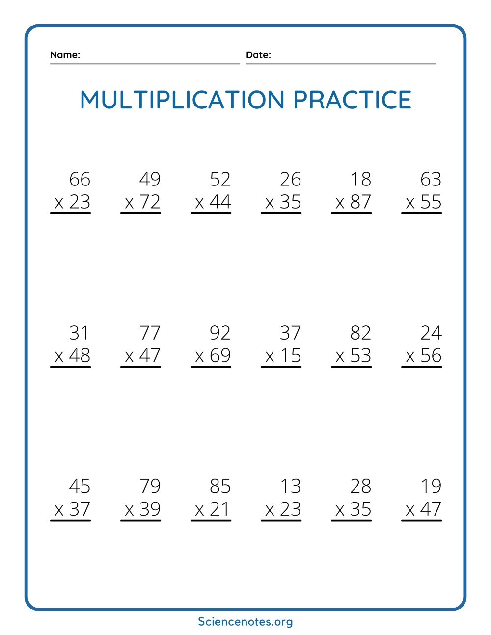 21 Multiplication Worksheets 3 Digits By 2 Digits