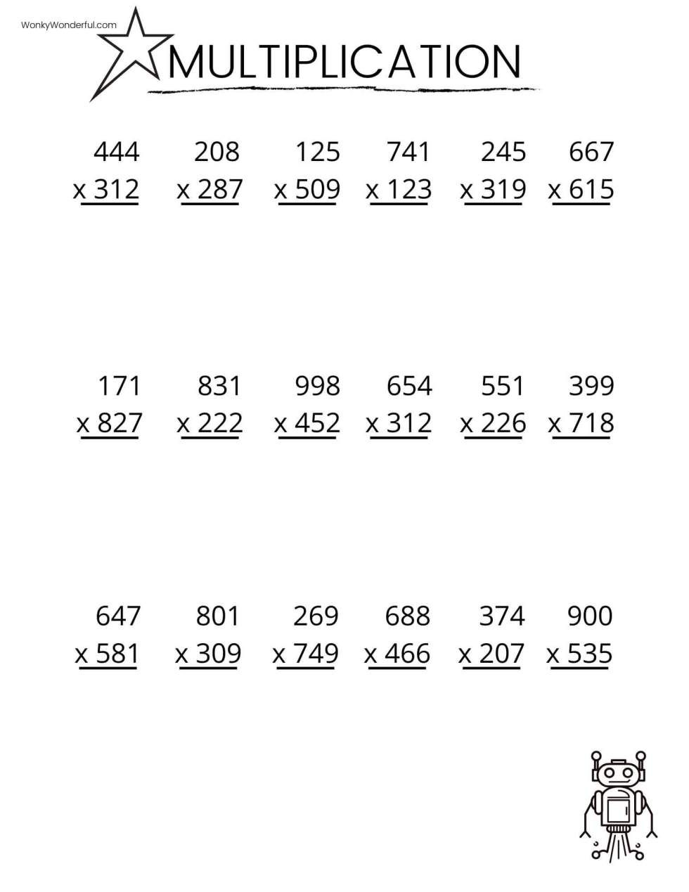 21 Multiplication Worksheets 3 Digits By 2 Digits