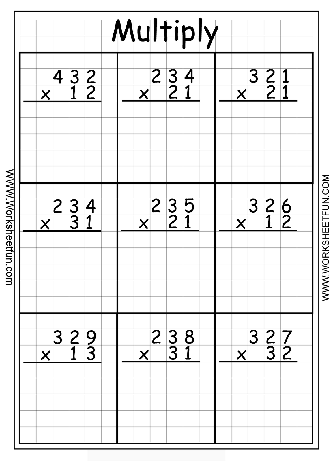 21 Multiplication Worksheets 3 Digits By 2 Digits