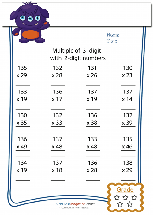 21 Multiplication Worksheets 3 Digits By 2 Digits