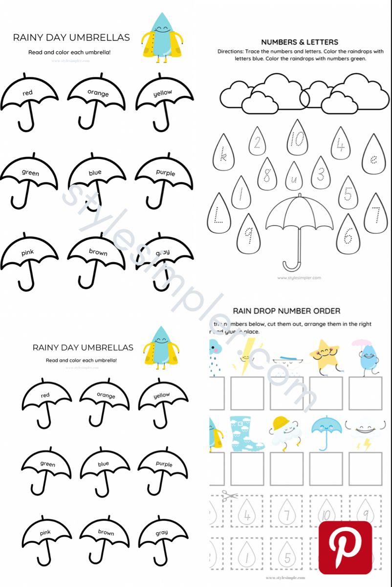 21 Rain Worksheets For Kindergarten