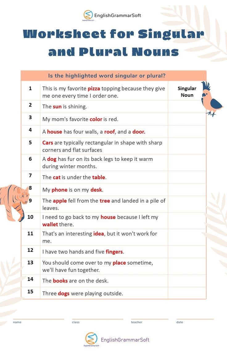 21 Singular And Plural Nouns Worksheets For Kindergarten