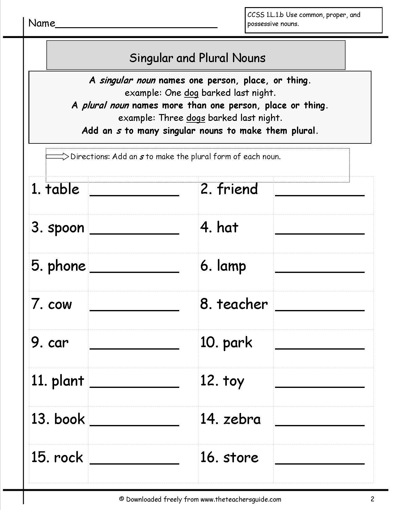 21 Singular And Plural Nouns Worksheets For Kindergarten