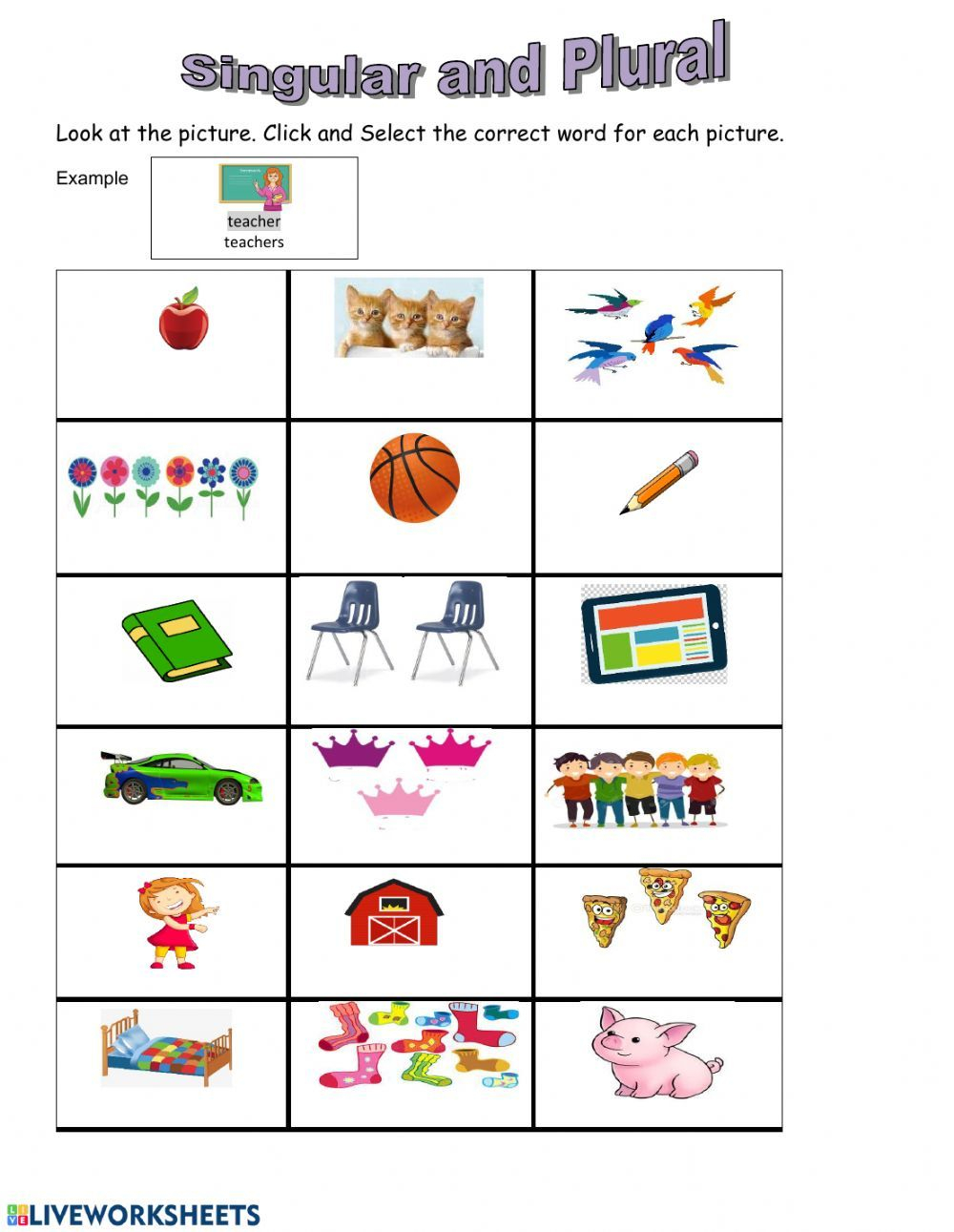 21 Singular And Plural Nouns Worksheets For Kindergarten