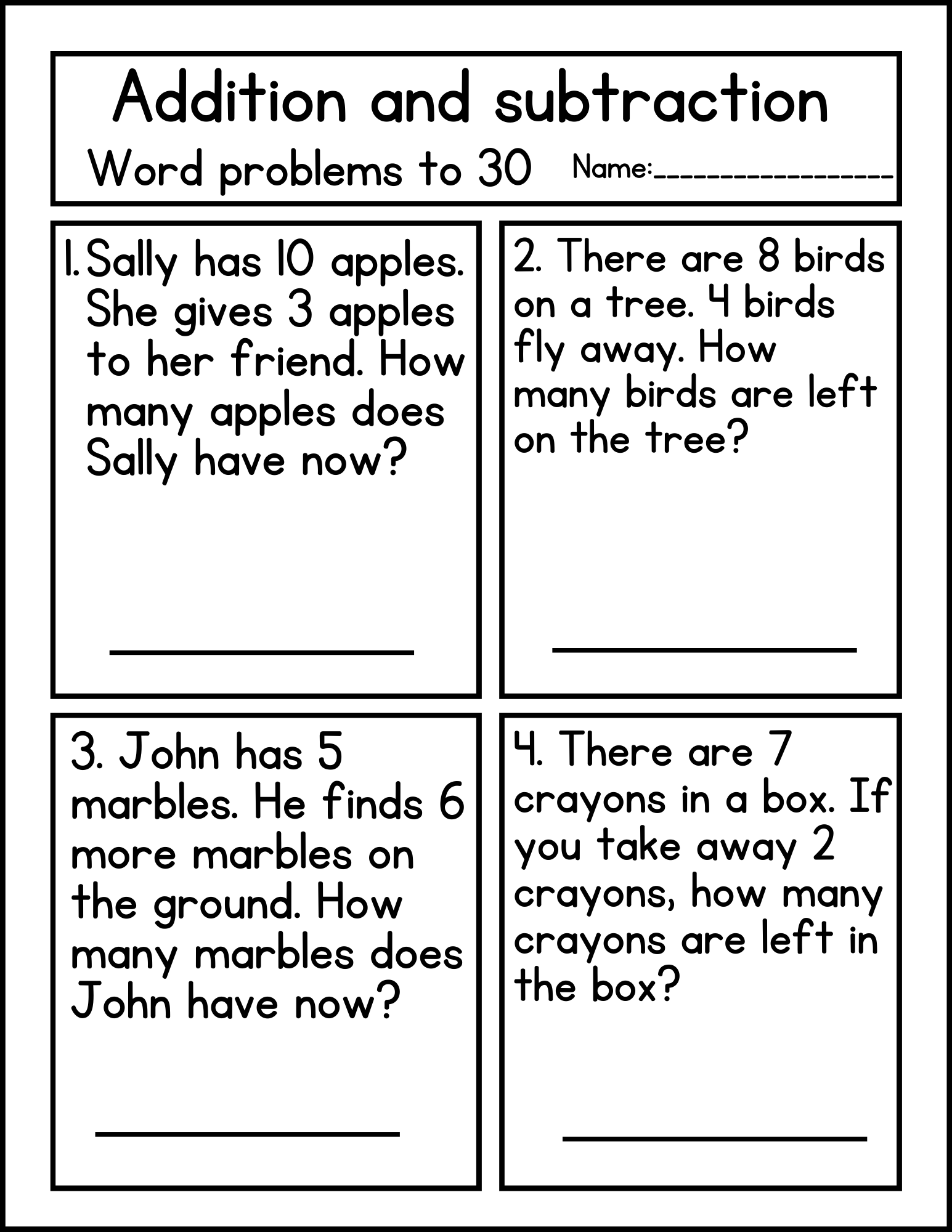 21 Subtraction Worksheets For Kindergarten Word Problems