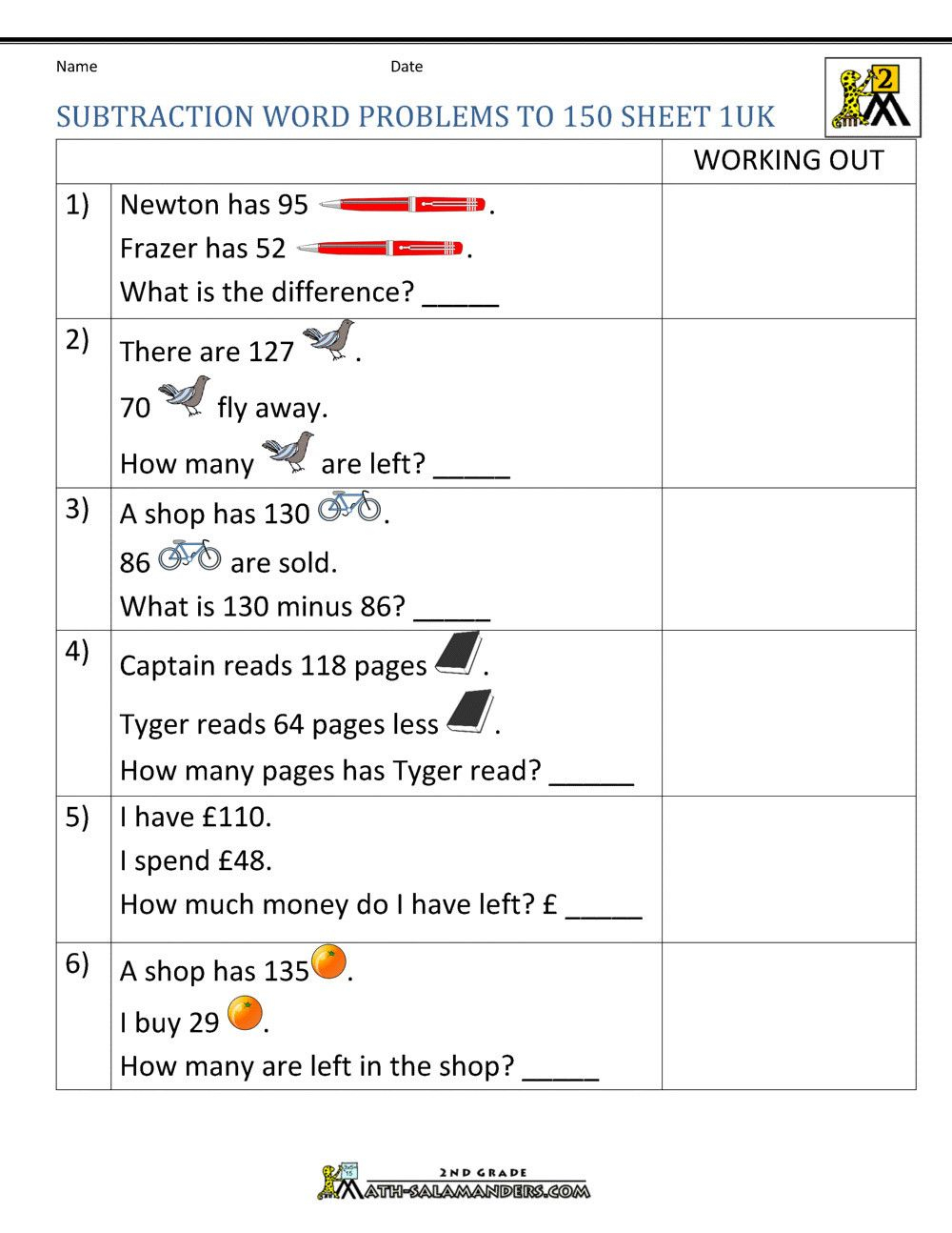 21 Subtraction Worksheets For Kindergarten Word Problems