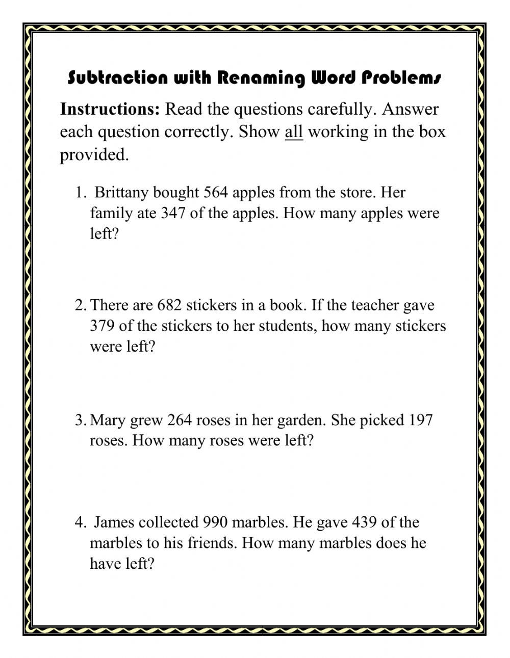 21 Subtraction Worksheets For Kindergarten Word Problems